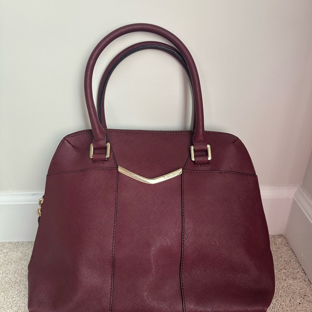Chic Burgundy Handbag by Calvin Klein